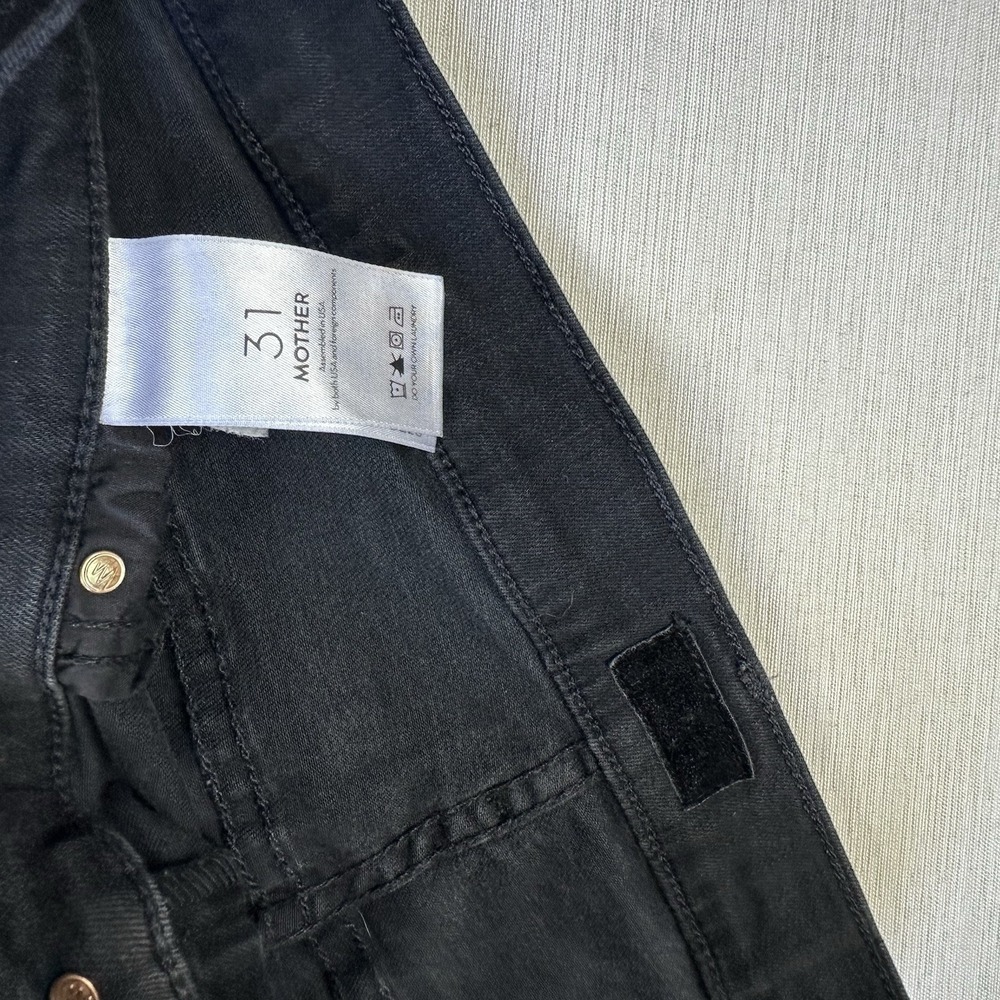 Mother Stunner Zip Ankle Step Fray Jeans Size 31 Black USA Not Guilty Wash - Picture 9 of 13